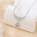 wholesale 925 Sterling Silver Elegant Floral Moissanite Necklace With Marquise-cut Petals And Round Pendant Drop-0-4
