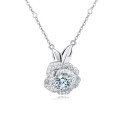 wholesale 925 Sterling Silver Eternal Rose Moissanite Pendant Necklace-0-0