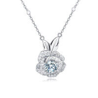wholesale 925 Sterling Silver Eternal Rose Moissanite Pendant Necklace-undefined