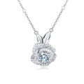 wholesale 925 Sterling Silver Eternal Rose Moissanite Pendant Necklace-0-5