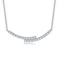 wholesale 925 Sterling Silver Elegant Moissanite Necklace With Silver Chain And Sparkling Gems-0-0