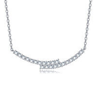 wholesale 925 Sterling Silver Elegant Moissanite Necklace With Silver Chain And Sparkling Gems-undefined