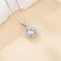 wholesale 925 Sterling Silver Elegant Moissanite Necklace With Floral Halo Design - Timeless Elegance For Any Occasion-0-4