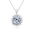 wholesale 925 Sterling Silver Elegant Moissanite Necklace With Floral Halo Design - Timeless Elegance For Any Occasion-0-0
