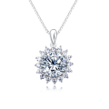 wholesale 925 Sterling Silver Elegant Moissanite Necklace With Floral Halo Design - Timeless Elegance For Any Occasion-0-5
