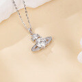 wholesale 925 Sterling Silver Elegant Moissanite Cross Pendant With Plated with White Gold Necklace-0-5