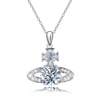 wholesale 925 Sterling Silver Elegant Moissanite Cross Pendant With Plated with White Gold Necklace-undefined