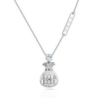 wholesale 925 Sterling Silver Moissanite-encrusted Money Bag Pendant Necklace With Abacus Charm Symbolizing Wealth Prosperity-undefined