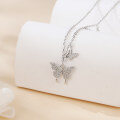 wholesale 925 Sterling Silver Elegant Moissanite Butterfly Necklace With Triple Charm Design-0-1