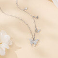 wholesale 925 Sterling Silver Elegant Moissanite Butterfly Necklace With Triple Charm Design-0-4