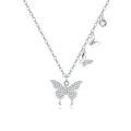wholesale 925 Sterling Silver Elegant Moissanite Butterfly Necklace With Triple Charm Design-0-5