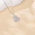 wholesale 925 Sterling Silver Elegant Gourd-shaped Moissanite Pendant Necklace-0-1