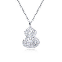wholesale 925 Sterling Silver Elegant Gourd-shaped Moissanite Pendant Necklace-undefined