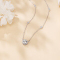 wholesale 925 Sterling Silver Elegant Solitaire Moissanite Necklace With Halo Accent-0-1