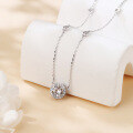 wholesale 925 Sterling Silver Elegant Solitaire Moissanite Necklace With Halo Accent-0-4