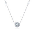 wholesale 925 Sterling Silver Elegant Solitaire Moissanite Necklace With Halo Accent-0-0