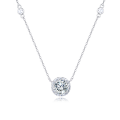 wholesale 925 Sterling Silver Elegant Solitaire Moissanite Necklace With Halo Accent-0-5