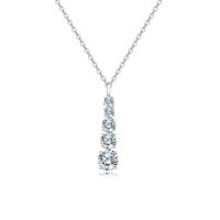 wholesale 925 Sterling Silver Elegant Four-moissanite Pendant Necklace In Sterling Silver-undefined