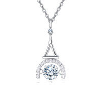 wholesale 925 Sterling Silver Elegant Moissanite Horseshoe Pendant Necklace In Plated with White Gold-undefined