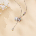 wholesale 925 Sterling Silver Elegant Moissanite Butterfly Necklace With Sparkling Gemstone Pendant-0-4