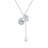 wholesale 925 Sterling Silver Elegant Moissanite Butterfly Necklace With Sparkling Gemstone Pendant-undefined