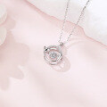 wholesale 925 Sterling Silver Elegant Dolphin Tail Moissanite Necklace With Silver Chain Pendant-0-1