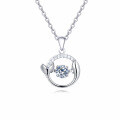 wholesale 925 Sterling Silver Elegant Dolphin Tail Moissanite Necklace With Silver Chain Pendant-0-0