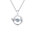 wholesale 925 Sterling Silver Elegant Dolphin Tail Moissanite Necklace With Silver Chain Pendant-0-5