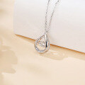 wholesale 925 Sterling Silver Elegant Teardrop Moissanite Pendant Necklace With Sparkling Accents-0-4
