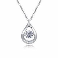 wholesale 925 Sterling Silver Elegant Teardrop Moissanite Pendant Necklace With Sparkling Accents-undefined