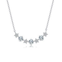 wholesale 925 Sterling Silver Elegant Star Constellation Moissanite Necklace With Sparkling Celestial Charm-undefined