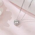 wholesale 925 Sterling Silver Elegant Solitaire Moissanite Necklace With Halo Setting-0-1