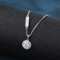wholesale 925 Sterling Silver Elegant Sterling Silver Zircon Halo Pendant Necklace For Women-0-4