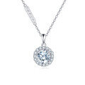 wholesale 925 Sterling Silver Elegant Sterling Silver Zircon Halo Pendant Necklace For Women-0-0