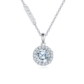 wholesale 925 Sterling Silver Elegant Sterling Silver Zircon Halo Pendant Necklace For Women-0-5