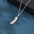 wholesale 925 Sterling Silver Elegant Silver Feather Pendant Necklace With Sparkling Zircon Accent-0-1