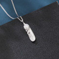 wholesale 925 Sterling Silver Elegant Silver Feather Pendant Necklace With Sparkling Zircon Accent-0-4