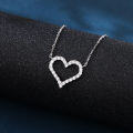 wholesale 925 Sterling Silver Elegant Zircon Heart Pendant Necklace-0-4