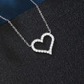 wholesale 925 Sterling Silver Elegant Zircon Heart Pendant Necklace-0-1