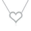 wholesale 925 Sterling Silver Elegant Zircon Heart Pendant Necklace-0-0