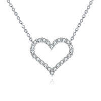 wholesale 925 Sterling Silver Elegant Zircon Heart Pendant Necklace-undefined