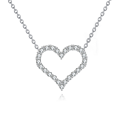 wholesale 925 Sterling Silver Elegant Zircon Heart Pendant Necklace-0-5