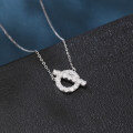wholesale 925 Sterling Silver Elegant Silver Zircon-studded Initial Q Pendant Necklace-0-1