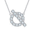 wholesale 925 Sterling Silver Elegant Silver Zircon-studded Initial Q Pendant Necklace-0-0