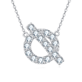 wholesale 925 Sterling Silver Elegant Silver Zircon-studded Initial Q Pendant Necklace-0-5