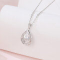 wholesale 925 Sterling Silver Elegant Teardrop Zircon Pendant Necklace With Sparkling Accents In Sterling Silver-0-2