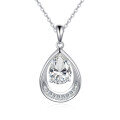 wholesale 925 Sterling Silver Elegant Teardrop Zircon Pendant Necklace With Sparkling Accents In Sterling Silver-0-0