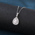 wholesale 925 Sterling Silver Elegant Teardrop Zircon Pendant Necklace With Sparkling Solitaire Halo Design-0-4