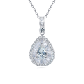 wholesale 925 Sterling Silver Elegant Teardrop Zircon Pendant Necklace With Sparkling Solitaire Halo Design-0-5