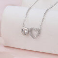 wholesale 925 Sterling Silver Elegant Double Heart Zircon Necklace In Sterling Silver-0-4